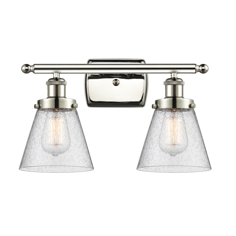 Cone Bath Vanity Light shown in the Polished Nickel finish with a Seedy shade