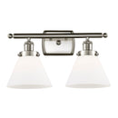 Cone Bath Vanity Light shown in the Brushed Satin Nickel finish with a Matte White shade