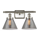 Cone Bath Vanity Light shown in the Brushed Satin Nickel finish with a Plated Smoke shade