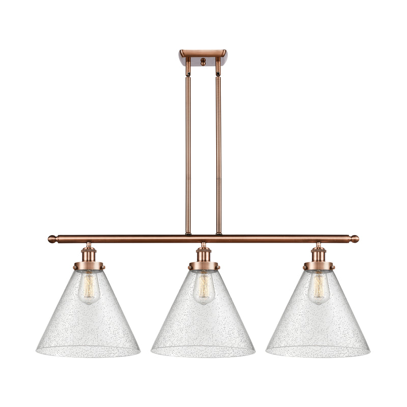 Cone Island Light shown in the Antique Copper finish with a Seedy shade