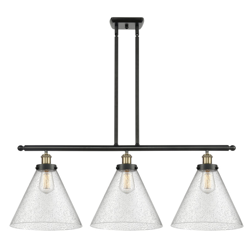 Cone Island Light shown in the Black Antique Brass finish with a Seedy shade