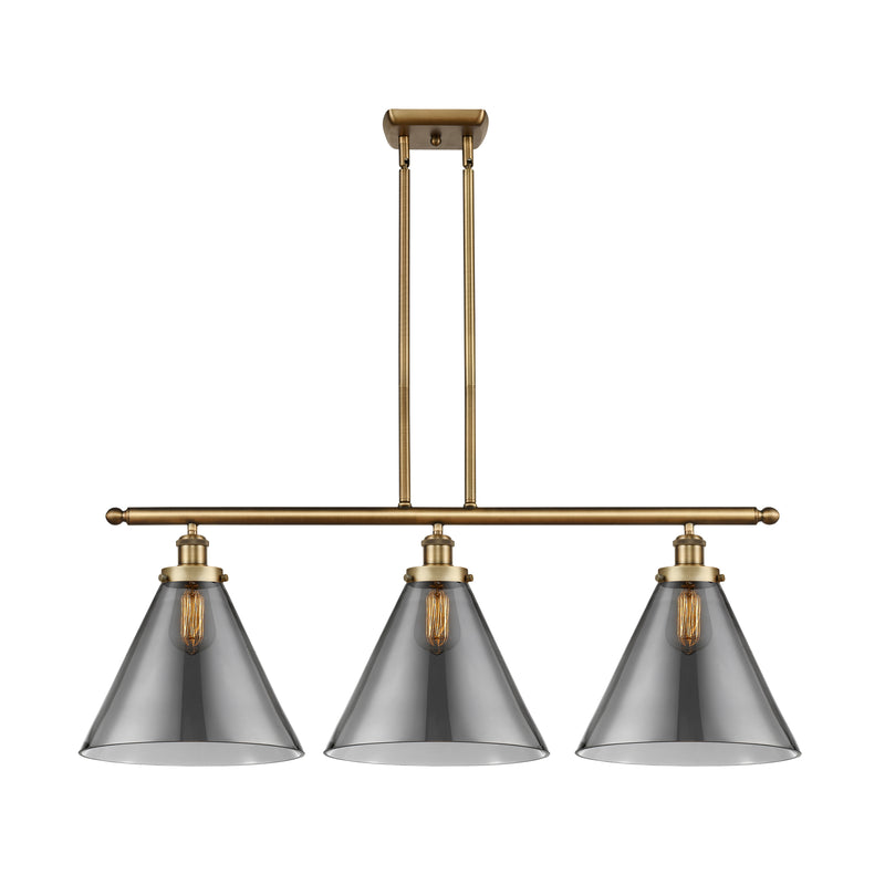 Cone Island Light shown in the Brushed Brass finish with a Plated Smoke shade