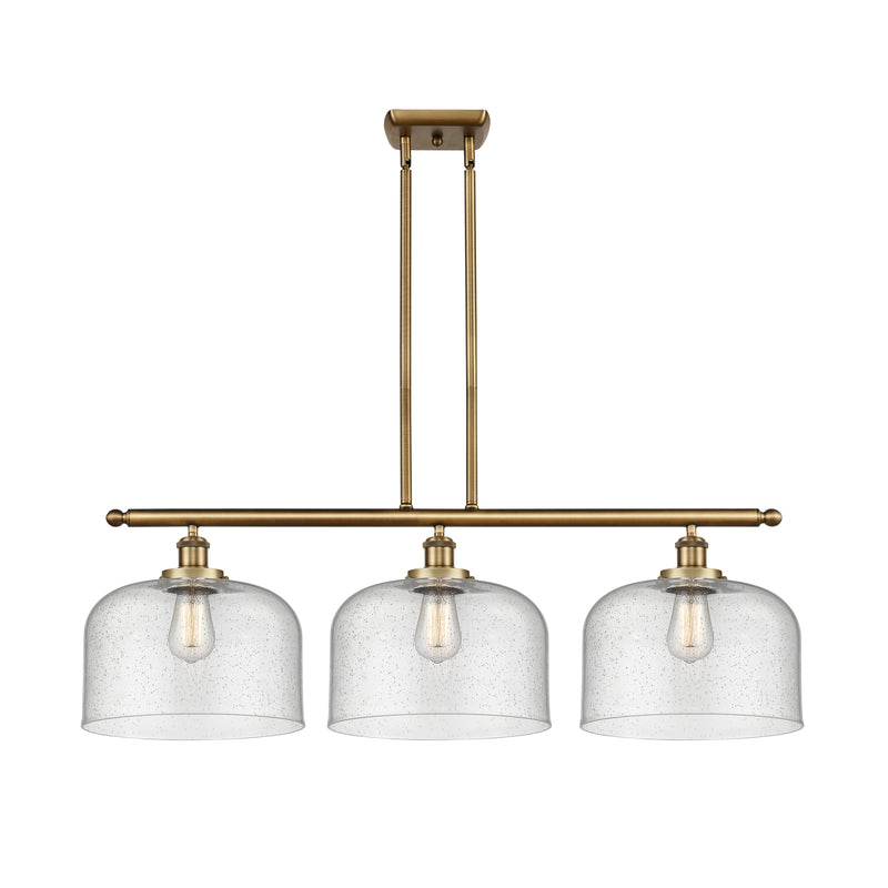 Bell Island Light shown in the Brushed Brass finish with a Seedy shade