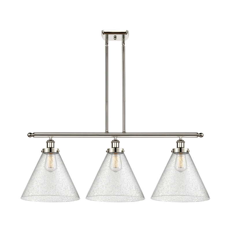 Cone Island Light shown in the Polished Nickel finish with a Seedy shade