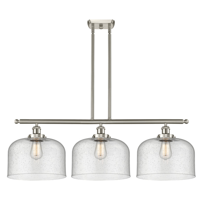 Bell Island Light shown in the Brushed Satin Nickel finish with a Seedy shade