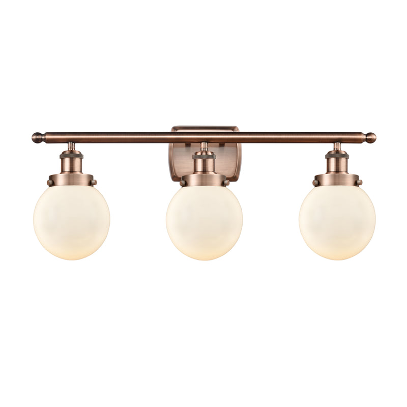 Beacon Bath Vanity Light shown in the Antique Copper finish with a Matte White shade