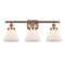 Cone Bath Vanity Light shown in the Antique Copper finish with a Matte White shade