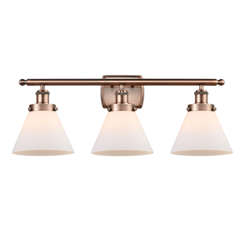 Cone Bath Vanity Light shown in the Antique Copper finish with a Matte White shade