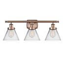 Cone Bath Vanity Light shown in the Antique Copper finish with a Clear shade