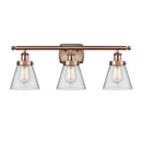 Cone Bath Vanity Light shown in the Antique Copper finish with a Clear shade