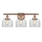 Bell Bath Vanity Light shown in the Antique Copper finish with a Clear shade