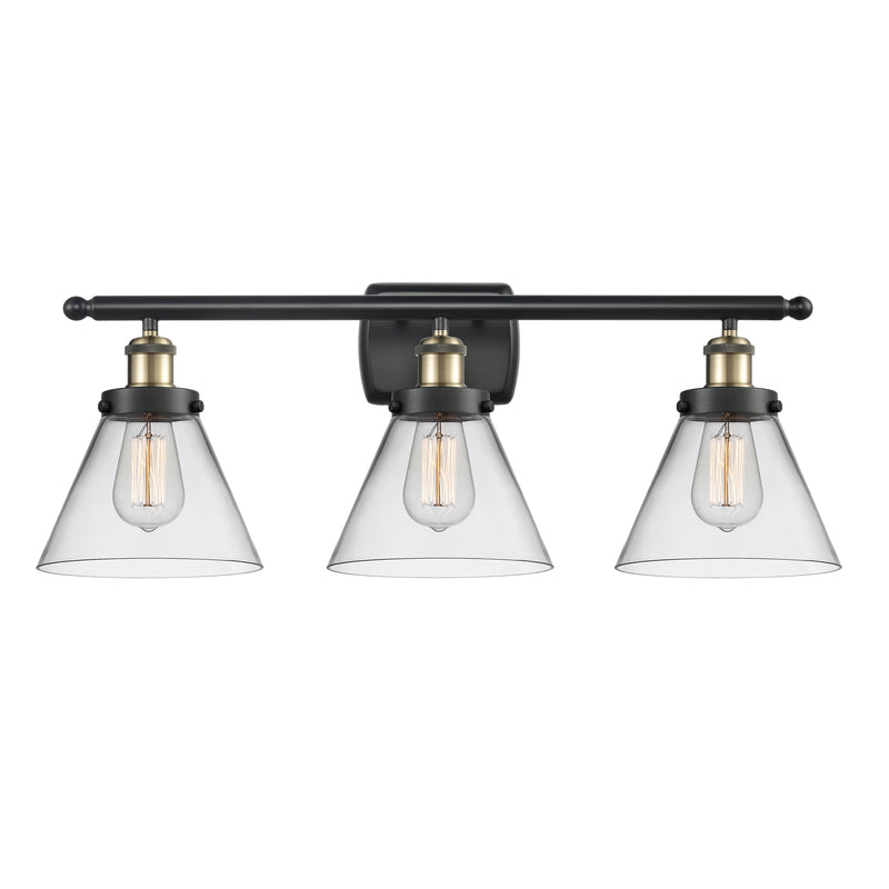 Cone Bath Vanity Light shown in the Black Antique Brass finish with a Clear shade