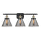 Cone Bath Vanity Light shown in the Black Antique Brass finish with a Plated Smoke shade