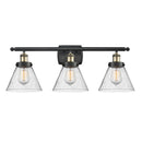 Cone Bath Vanity Light shown in the Black Antique Brass finish with a Seedy shade