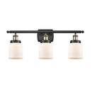 Bell Bath Vanity Light shown in the Black Antique Brass finish with a Matte White shade