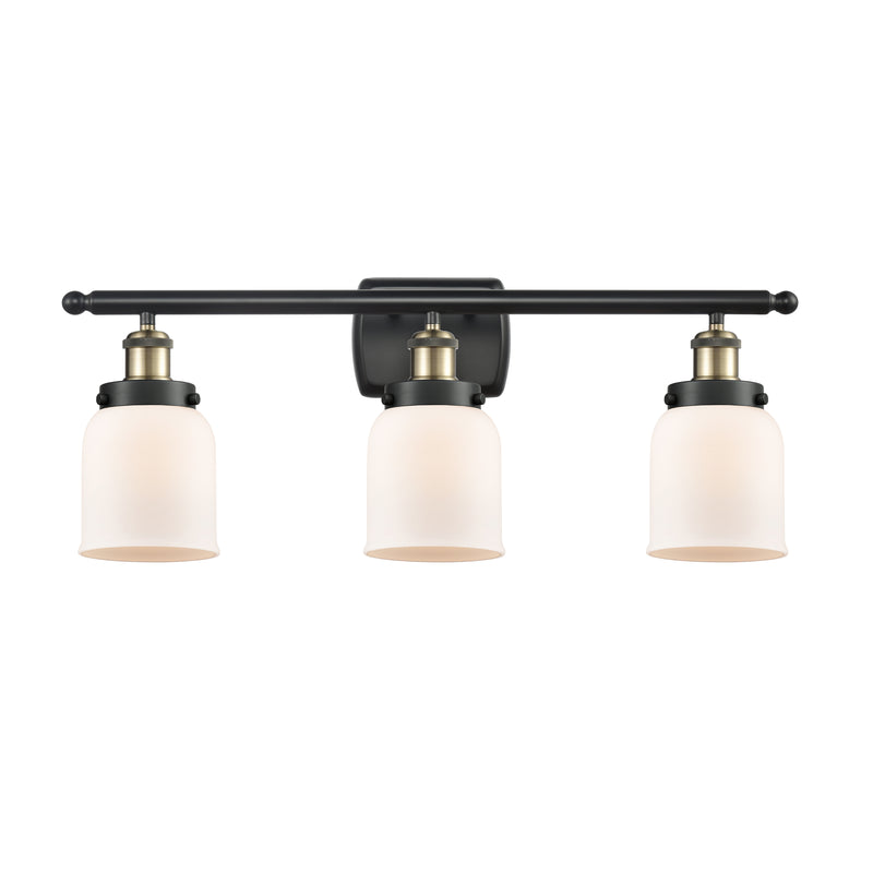 Bell Bath Vanity Light shown in the Black Antique Brass finish with a Matte White shade