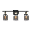 Bell Bath Vanity Light shown in the Black Antique Brass finish with a Plated Smoke shade