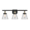 Cone Bath Vanity Light shown in the Black Antique Brass finish with a Clear shade