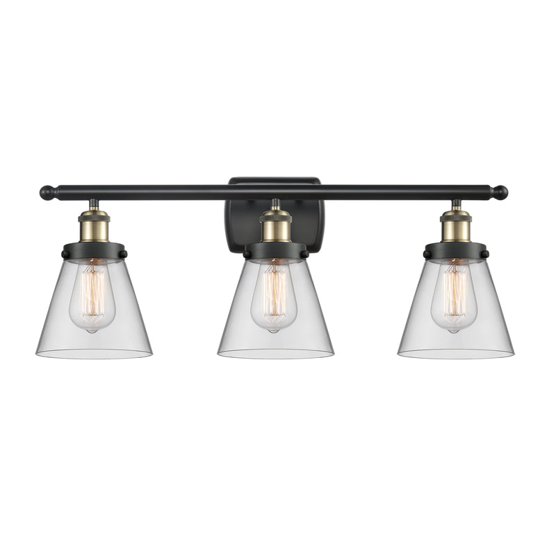 Cone Bath Vanity Light shown in the Black Antique Brass finish with a Clear shade