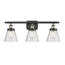 Cone Bath Vanity Light shown in the Black Antique Brass finish with a Seedy shade