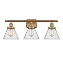 Cone Bath Vanity Light shown in the Brushed Brass finish with a Seedy shade