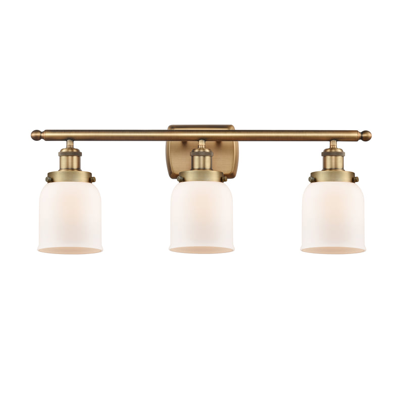 Bell Bath Vanity Light shown in the Brushed Brass finish with a Matte White shade