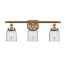 Bell Bath Vanity Light shown in the Brushed Brass finish with a Clear shade