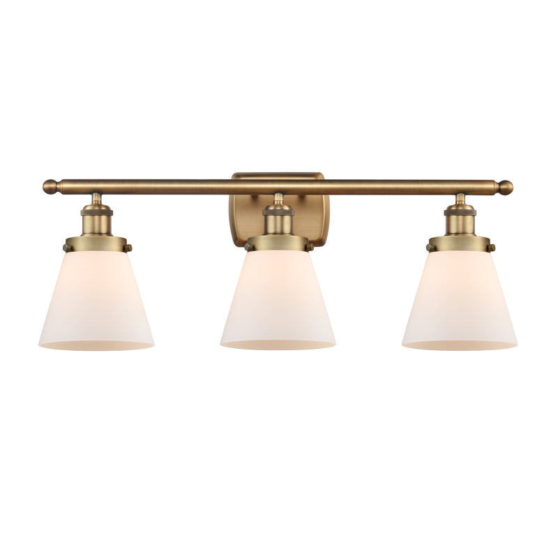 Cone Bath Vanity Light shown in the Brushed Brass finish with a Matte White shade