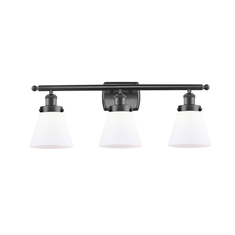 Cone Bath Vanity Light shown in the Matte Black finish with a Matte White shade