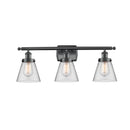 Cone Bath Vanity Light shown in the Matte Black finish with a Clear shade