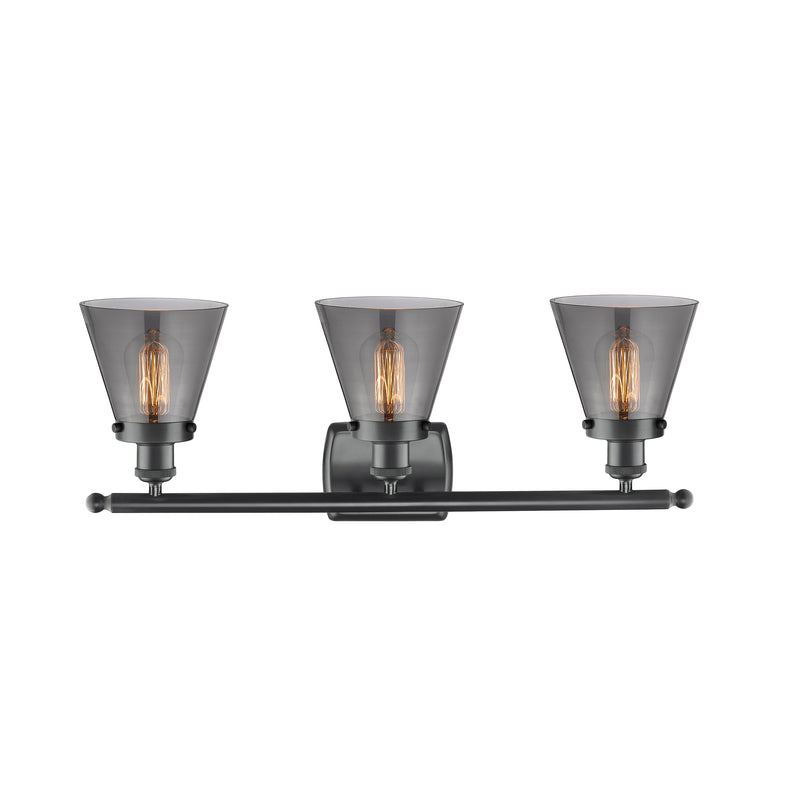 Innovations Lighting Small Cone 3 Light Bath Vanity Light Part Of The Ballston Collection 916-3W-BK-G63