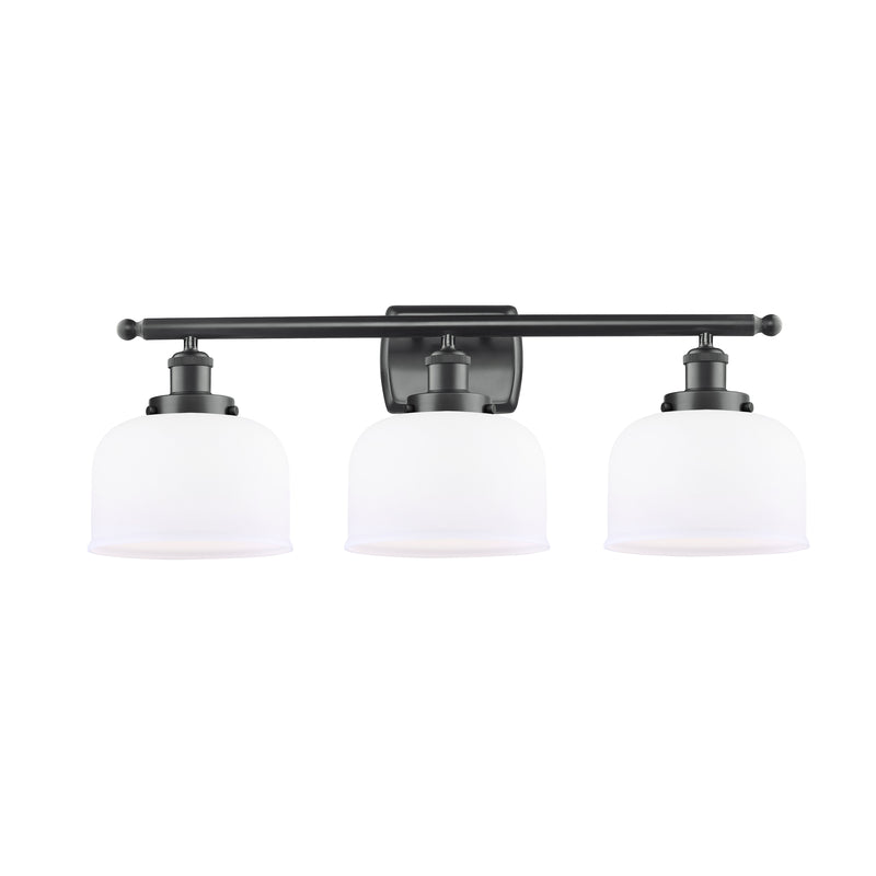 Bell Bath Vanity Light shown in the Matte Black finish with a Matte White shade