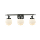 Beacon Bath Vanity Light shown in the Oil Rubbed Bronze finish with a Matte White shade