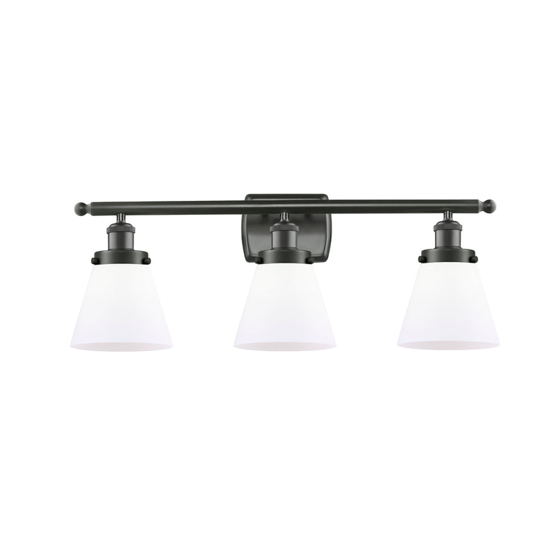 Cone Bath Vanity Light shown in the Oil Rubbed Bronze finish with a Matte White shade