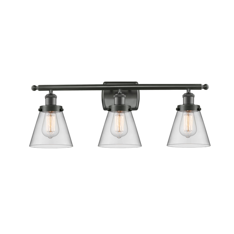 Cone Bath Vanity Light shown in the Oil Rubbed Bronze finish with a Clear shade