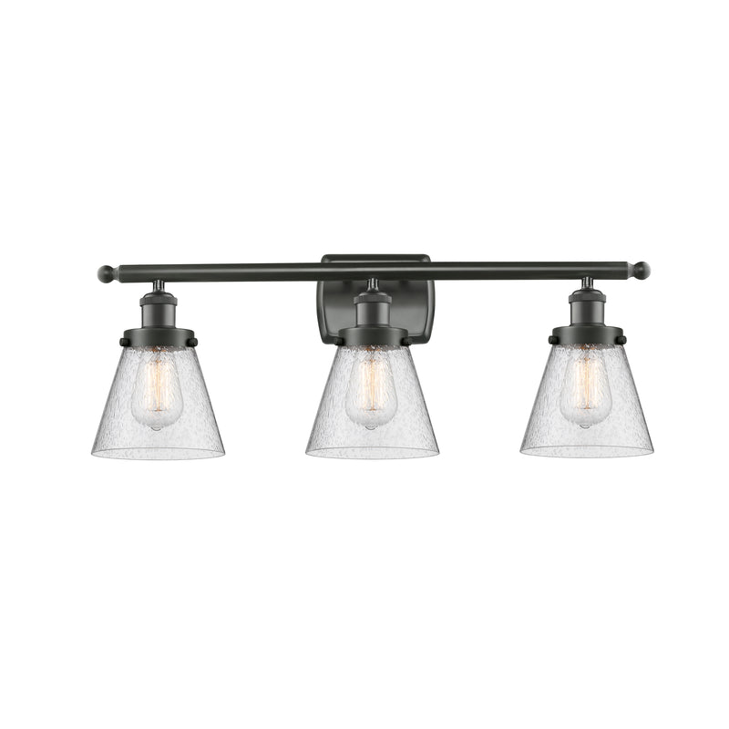 Cone Bath Vanity Light shown in the Oil Rubbed Bronze finish with a Seedy shade