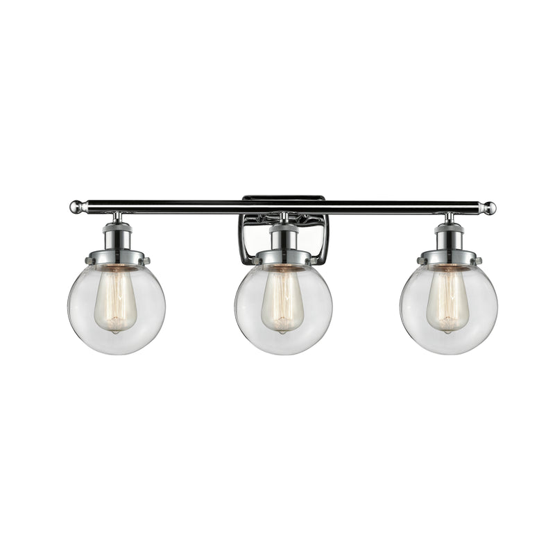 Beacon Bath Vanity Light shown in the Polished Chrome finish with a Clear shade