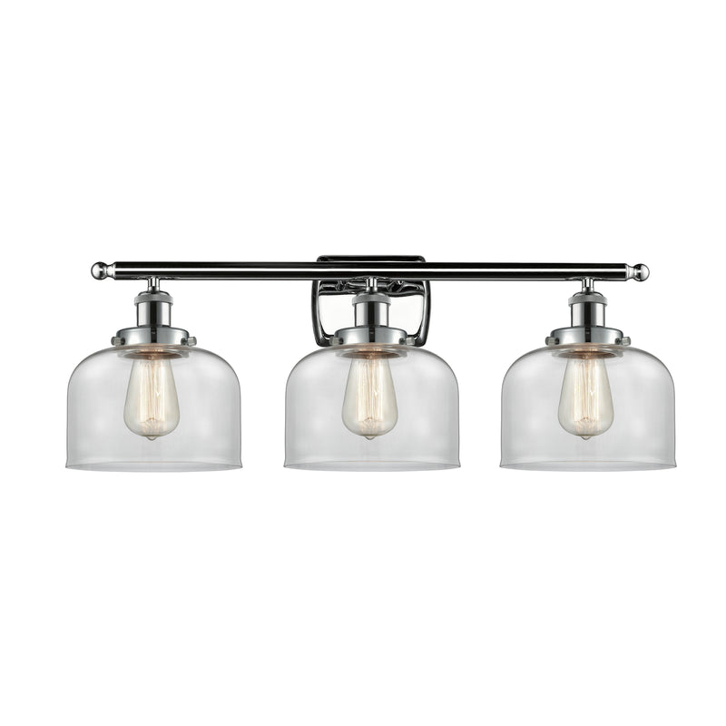 Bell Bath Vanity Light shown in the Polished Chrome finish with a Clear shade