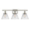 Cone Bath Vanity Light shown in the Polished Nickel finish with a Clear shade