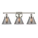 Cone Bath Vanity Light shown in the Polished Nickel finish with a Plated Smoke shade