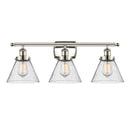 Cone Bath Vanity Light shown in the Polished Nickel finish with a Seedy shade