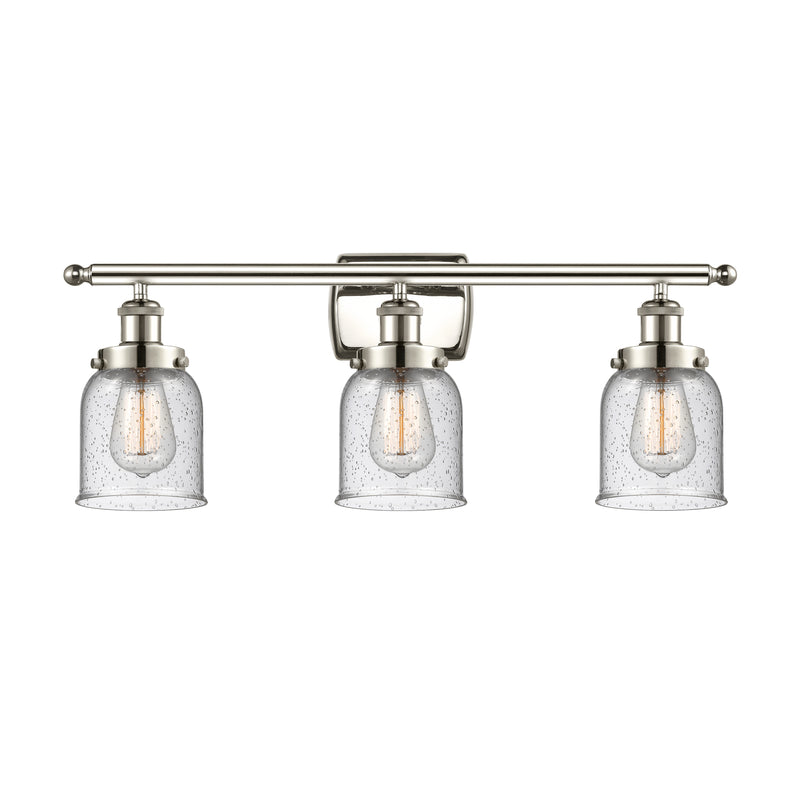 Bell Bath Vanity Light shown in the Polished Nickel finish with a Seedy shade