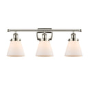 Cone Bath Vanity Light shown in the Polished Nickel finish with a Matte White shade