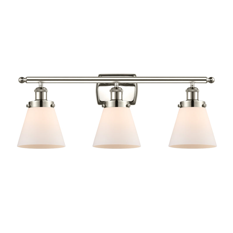 Cone Bath Vanity Light shown in the Polished Nickel finish with a Matte White shade