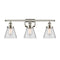 Cone Bath Vanity Light shown in the Polished Nickel finish with a Clear shade