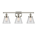 Cone Bath Vanity Light shown in the Polished Nickel finish with a Clear shade