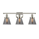 Cone Bath Vanity Light shown in the Polished Nickel finish with a Plated Smoke shade