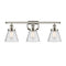 Cone Bath Vanity Light shown in the Polished Nickel finish with a Seedy shade