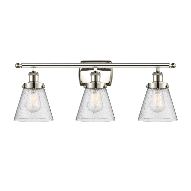 Cone Bath Vanity Light shown in the Polished Nickel finish with a Seedy shade