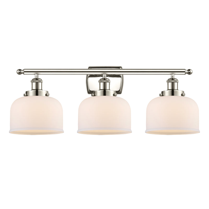 Bell Bath Vanity Light shown in the Polished Nickel finish with a Matte White shade